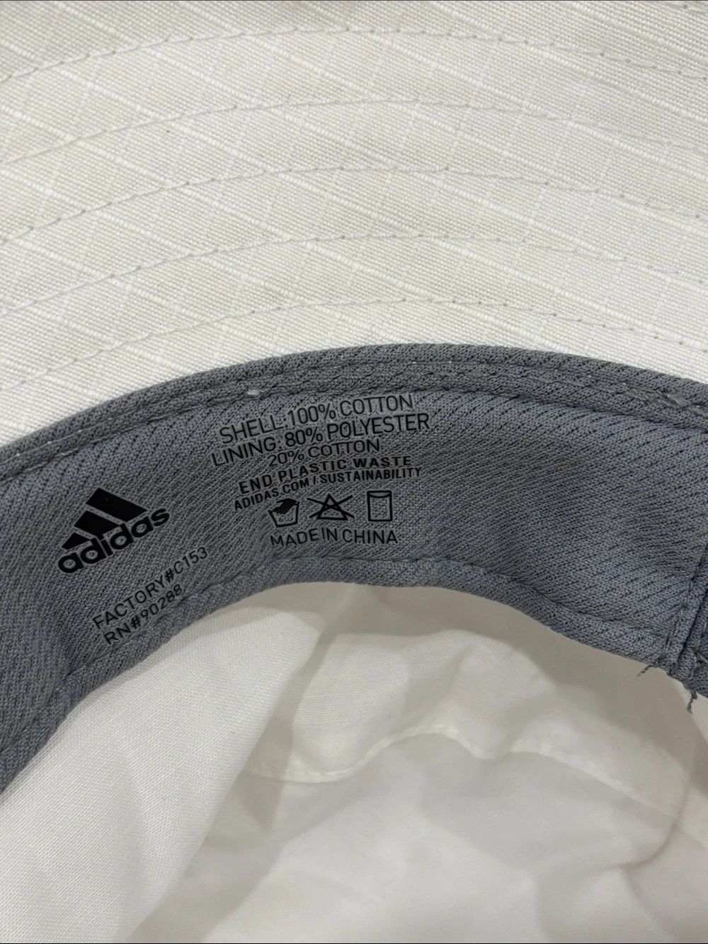 adidas White Bucket Hat with Lavender Logo NWT